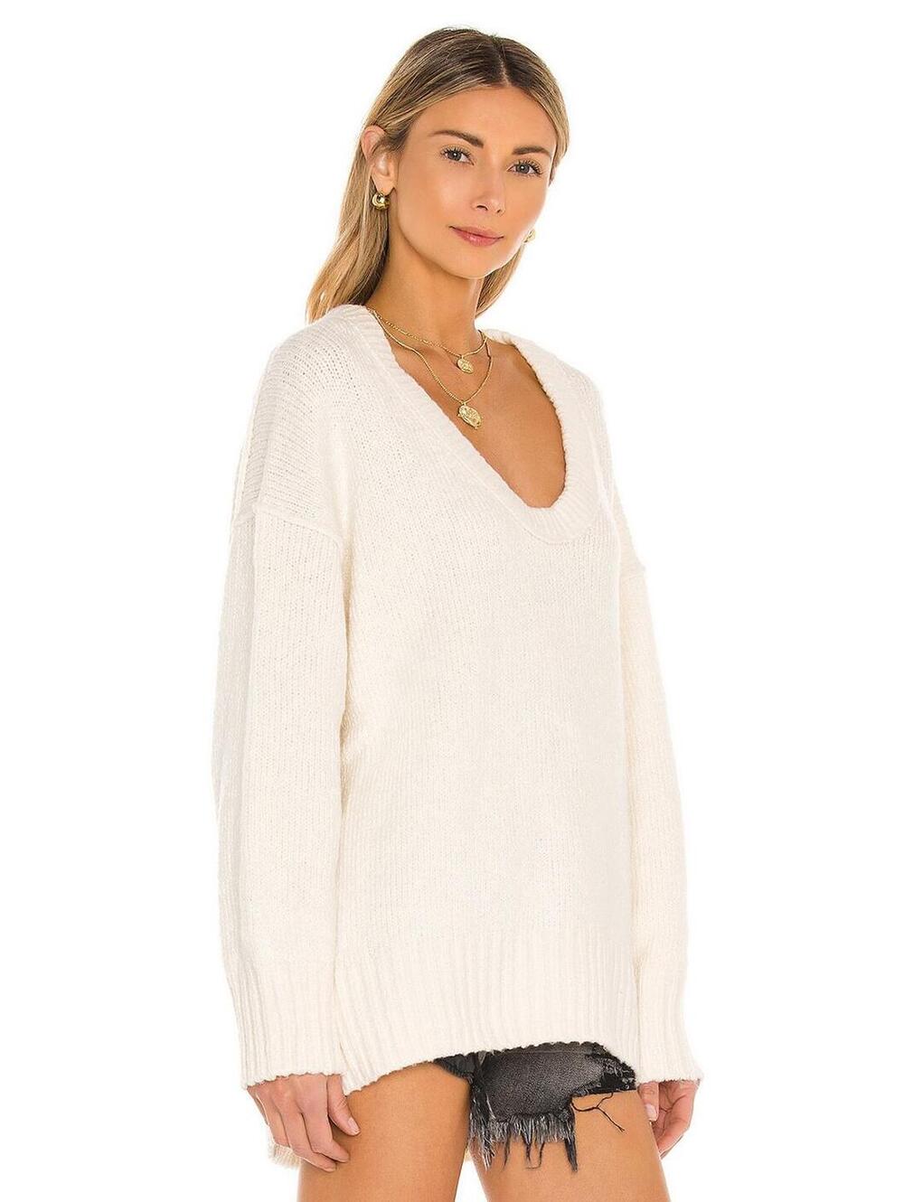 NWT Free People Brookside Tunic Sweater Ivory Knit Pullover Size Small - Picture 4 of 9